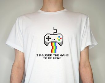 Gaymer T shirt - rainbow pride dating 8bit cartoon gamer eurovision - Premium Quality Summer Light weight 65/35 Polyester Cotton