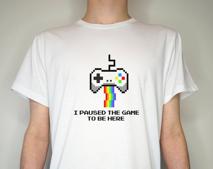 Gaymer T shirt - rainbow pride dating 8bit cartoon gamer eurovision - Premium Quality Summer Light weight 65/35 Polyester Cotton
