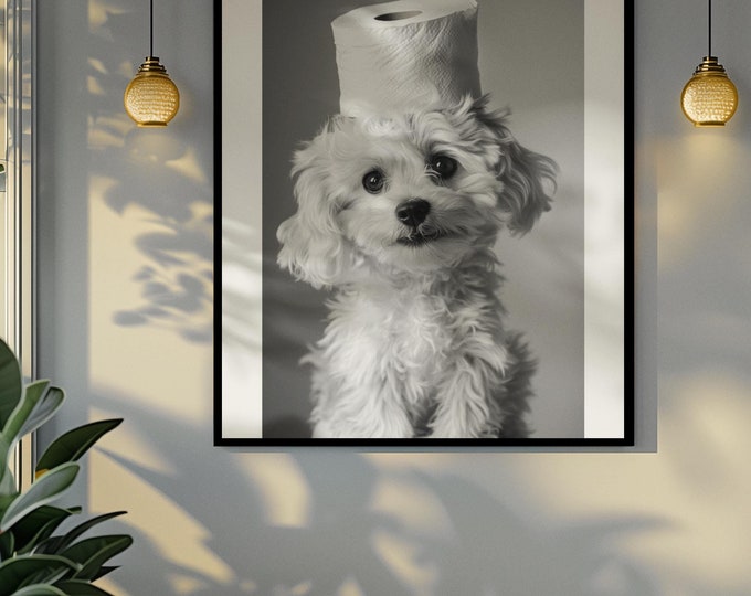 Funny bathroom Animal Cockapoo Dog Print | Premium Quality UK British Printers | Poodle Spaniel Bathroom Print art toilet restroom rest room