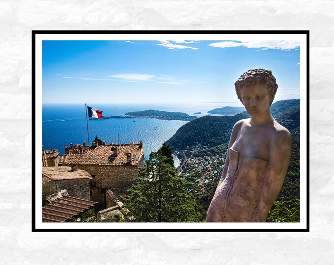 3 Eze Prints -View from Above - France Travel Print - French Riviera Holiday Photography - Office Home Decor - A4 A3 A2 - Festival Merch