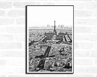8 Paris Travel Prints - Black and White - City Skyline Eiffle Tower France summer -  Office Home Decor - A4 A3 A2 - Festival Merch