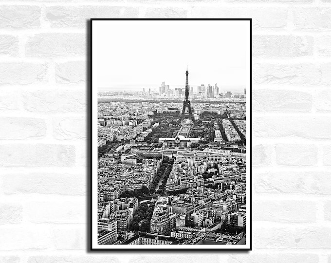 8 Paris Travel Prints - Black and White - City Skyline Eiffle Tower France summer -  Office Home Decor - A4 A3 A2 - Festival Merch