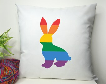 ANY FLAG Customisable Pride Cushion Cover Rabbit Shape 40cm by 40cm - No filling - Rainbow Pillowcase - Festival Merch