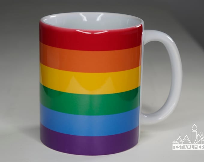 Rainbow Flag Mug (Any Flags available) Discreet Packaging! - Pride gift - LGBT Lesbian Gay Bi ally Transgender - Festival Merch