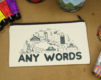 Vintage Style Canvas bag | Pencil case | Music Festival Toiletry Travel Bag - Music Festival inspired