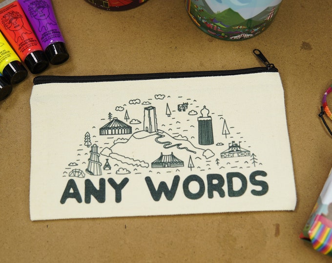 Vintage Style Canvas bag | Pencil case | Music Festival Toiletry Travel Bag - Music Festival inspired