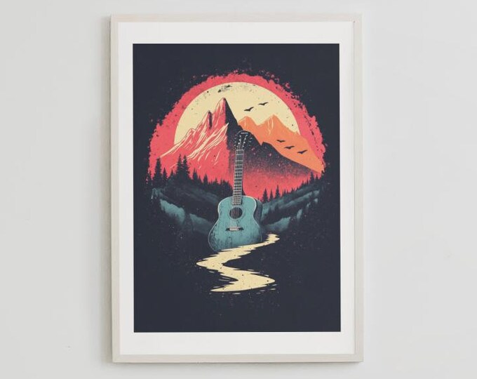 Premium Quality Art Print - Music Print Rock n Roll Skull Guitar Punk Alternative Prog Skeleton Music Festival - A4 A3 A2 - Festival Merch