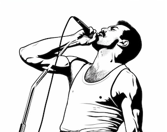 Freddie Merkur Kunst berühmte Gesichter Musik Musiker Queen Promi Wand Kunst Druck - A4 A3 A2 - Festival Merch