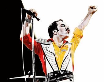 Freddie Mercury Art Famous Faces Music Movie Celebrity Wall Art Print - A4 A3 A2 - Festival Merch