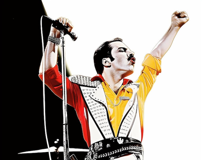 Freddie Mercury Art Famous Faces Music Movie Celebrity Wall Art Print - A4 A3 A2 - Festival Merch