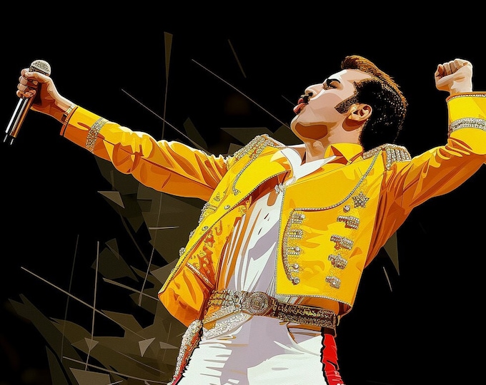 Freddie Mercury Art Famous Faces Music Musician Queen Celebrity Wall Art Print - A4 A3 A2 - Festival Merch