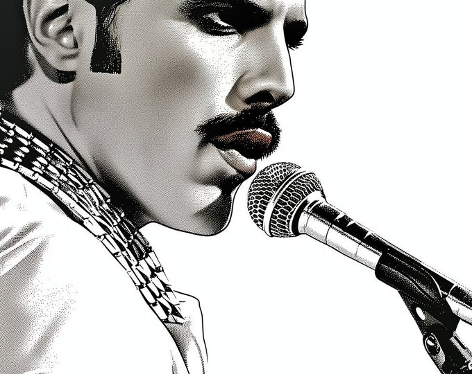 Freddie Mercury Art Famous Faces Music Musician Queen Celebrity Wall Art Print - A4 A3 A2 - Festival Merch