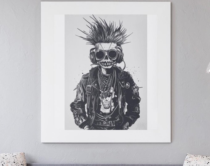 Premium Quality Art Print - Music Print Rock n Roll Skull Guitar Punk Alternative Prog Skeleton Music Festival - A4 A3 A2 - Festival Merch