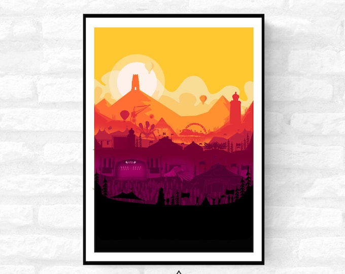 Personalised Music Festival Print (Unofficial) Sunset Print - A4 A3 A2 - music festival - Designed & Printed - Festival Merch