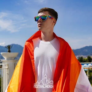 Lesbian Flag Large LGBT - 5ft by 3FT Pride Gay Lesbian Bi Trans Rainbow parade music festival party - Festival Merch image 4