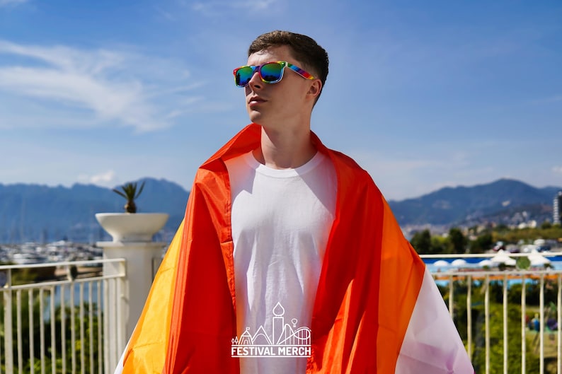 Lesbian Flag Large LGBT - 5ft by 3FT Pride Gay Lesbian Bi Trans Rainbow parade music festival party - Festival Merch image 4