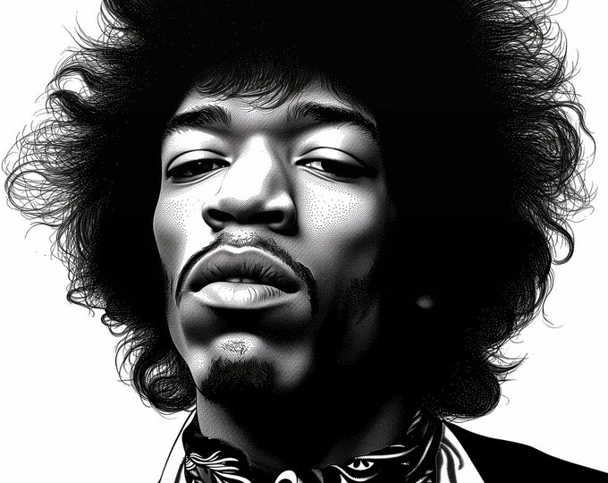 Jimi Hendrix Art Famous Faces Music Musician  Celebrity Wall Art Print - A4 A3 A2 - Festival Merch