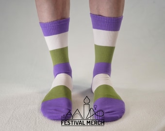 Genderqueer Pride Socks | Unisex LGBTQ+ Apparel | Premium Cotton Rich ~ Pride Flag Gifts  Gender Queer Flag Rainbow Socks LGBT owned company