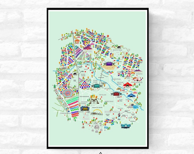 Personalisable Premium Music Festival Map (Unofficial)  - A4 A3 A2 - Print poster - Inspired music festival - Festival Merch
