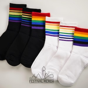Rainbow Pride Socks - 6 different colours - LGBTQ+ Socks - Unisex 1 Pair - Rainbow Flag Socks for Men and Women
