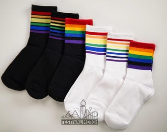 Rainbow Pride Socks - 6 different colours - LGBTQ+ Socks - Unisex 1 Pair - Rainbow Flag Socks for Men and Women
