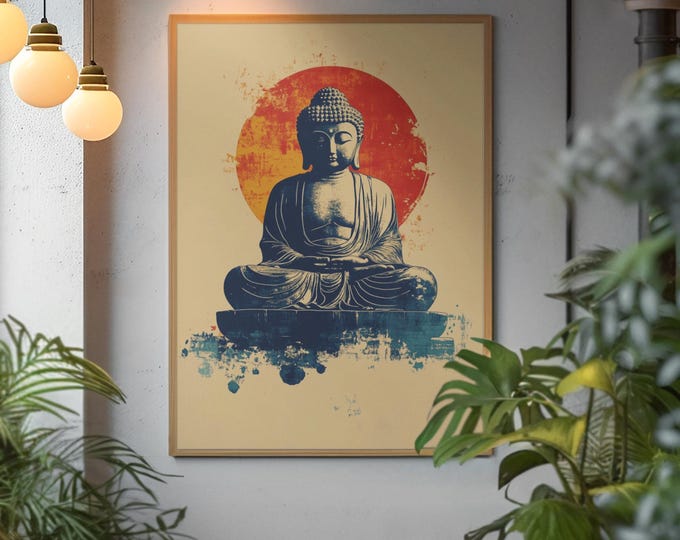 Meditation Buddha Print | Premium Quality UK British Printers | White Lotus Inspired Buddhist - Thailand India Sri Lanka Cambodia Asia