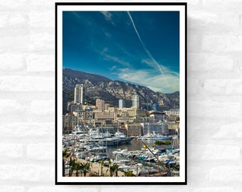 Monaco Harbour Print - Monaco Poster - Photography Photograph - Living room office home decor  - A4 A3 A2  - Festival Merch