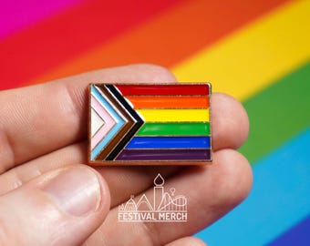 Rainbow Flag Pin | Enamel - Progress LGBT Pride Badge Stud Transgender Inclusive Phily - Metal Button - Pride gift Pride outfit