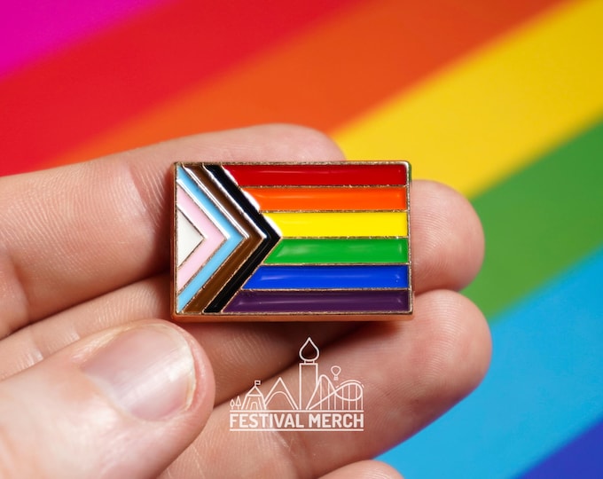 Rainbow Flag Pin | Enamel - Progress LGBT Pride Badge Stud Transgender Inclusive Phily - Metal Button - Pride gift Pride outfit