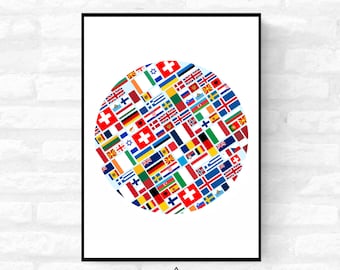 Personalisable - Any words - Eurovision Inspired Premium Quality Print - Music Song Contest European Flags - Festival Merch