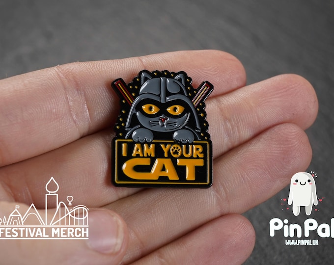 Cat Enamel Pin - PinPal UK181 - Pin Badges - Funny Gift, Music Gift, Anime Gift, Cute Gift, Positive gift, Cheeky Rude Gift, darkside nerd