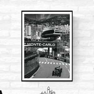 Monaco Race Circuit Print - Monaco Poster - Grand Prix Historique - Black and White - office home decor  - A4 A3 A2  - Festival Merch
