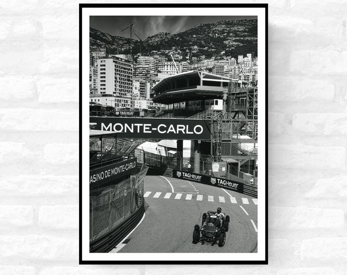 Monaco Race Circuit Print - Monaco Poster - Grand Prix Historique - Black and White - office home decor  - A4 A3 A2  - Festival Merch