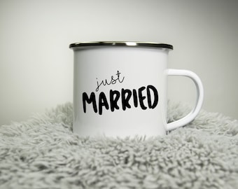 Just Married Mug - Personalised Cup - for bride groom brides maids maid of honour - Wedding Team Bride Bride Squad Bride to be
