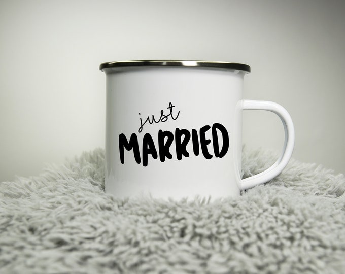 Just Married Mug - Personalised Cup - for bride groom brides maids maid of honour - Wedding Team Bride Bride Squad Bride to be