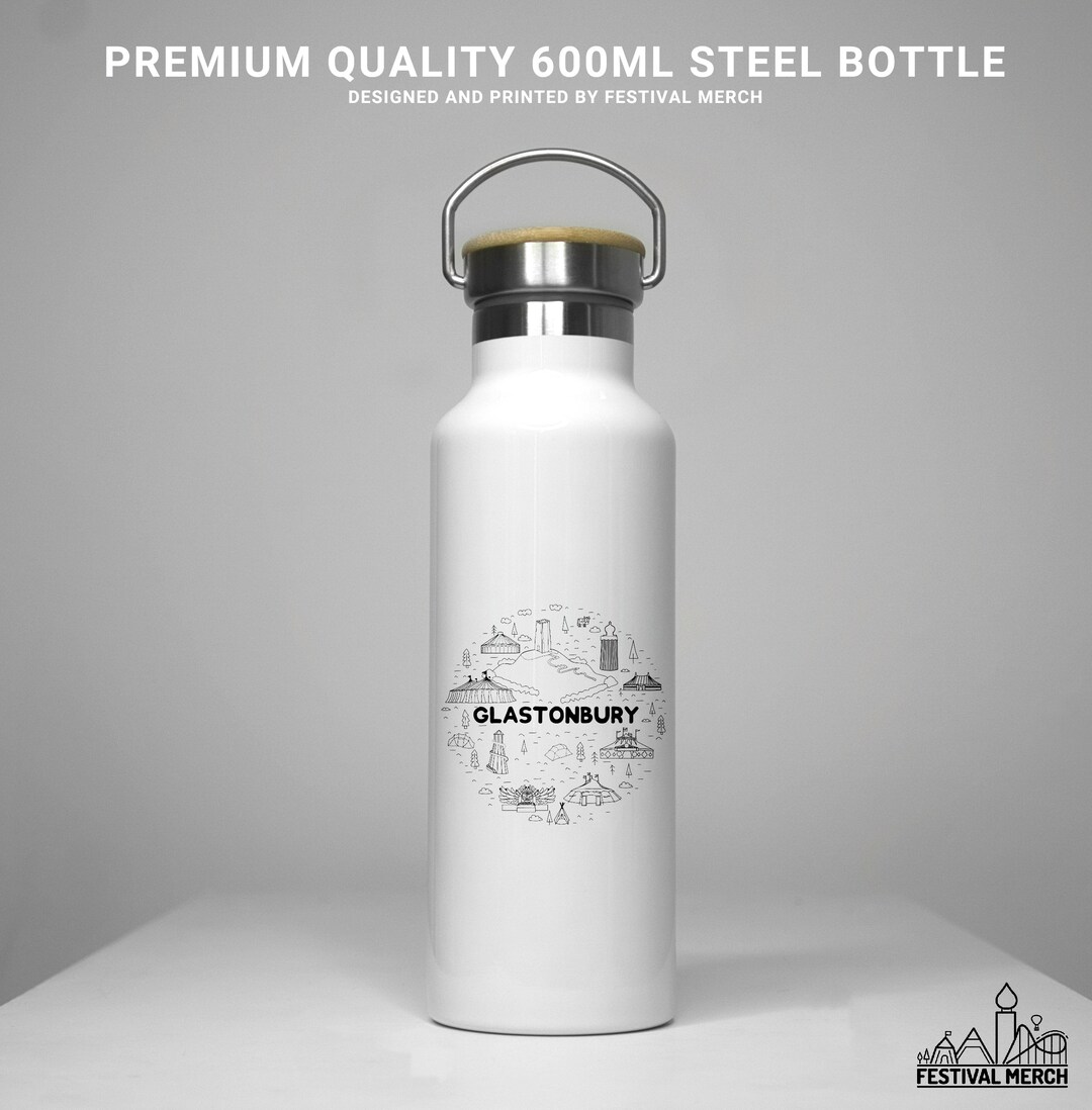 Glastonbury Festival Inspired Water Bottle unofficial Double Sided