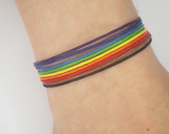 Inclusive Rainbow Flag Bracelet | Handmade to order - Pride bracelet for men and women - Gay Lesbian Bi Trans - Progress Philly Pride surf