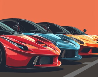 Super Car Hyper car Art Print Wall Art Motorsport Gift for Dad Car Lover - A4 A3 A2 - Festival Merch
