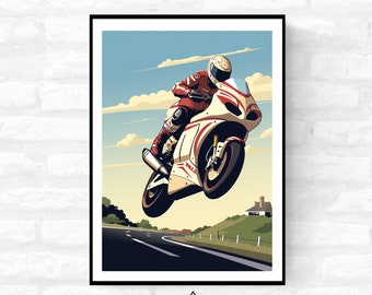 Super Bike Road Racing Wall Art Motorsport Print Isle of man NW200 Art Print - A4 A3 A2 - Festival Merch