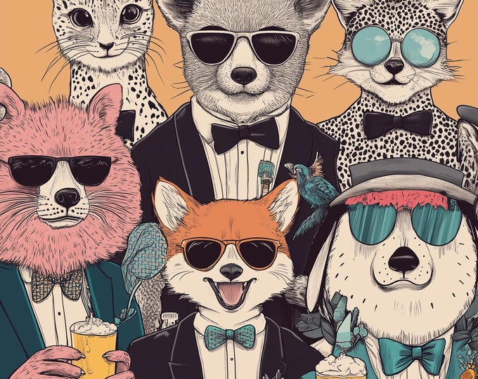 Funny Animal Wall Art - Printed in the UK Premium Quality - A4 A3 A2 - Festival Merch