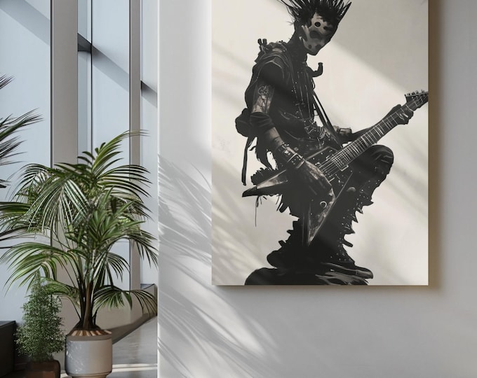 Premium Quality Art Print - Music Print Rock n Roll Skull Guitar Punk Alternative Prog Skeleton Music Festival - A4 A3 A2 - Festival Merch