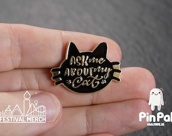 Cat Enamel Pin - PinPal UK208 - Pin Badges - Funny Gift, Music Gift, Anime Gift, Cute Gift, Positive gift, Cheeky Rude Gift, Unique Gift
