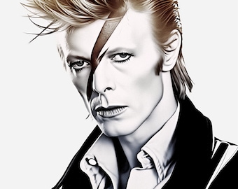 David Bowie Art Famous Faces Music Musician Celebrity Wall Art Print - A4 A3 A2 - Festival Merch