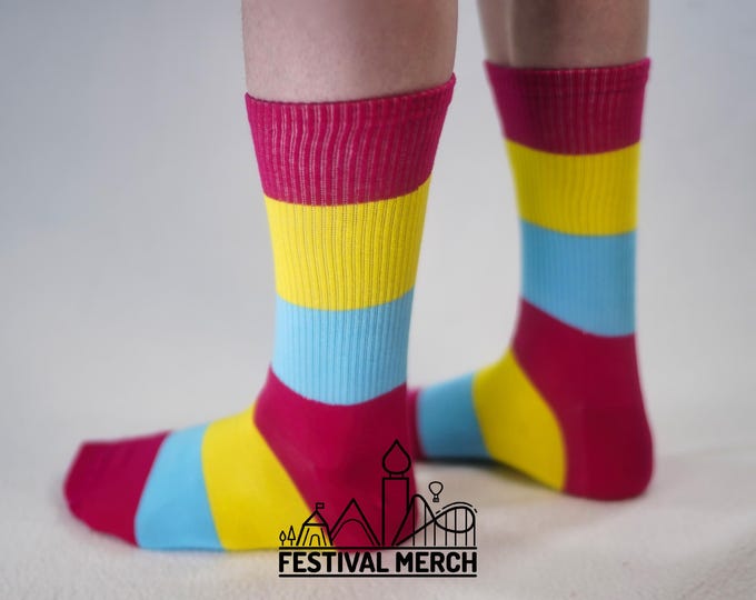 Pansexual Pride Socks | Unisex LGBTQ+ Apparel | Premium Cotton Rich ~ Pride Flag Gifts  Pansexual Flag Rainbow Socks LGBT owned company
