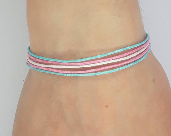 Trans Flag Bracelet | Handmade to order - Rainbow Gift - Pride Gift - LGBT Gift -Trans Pride - Show support for Transgender people surf