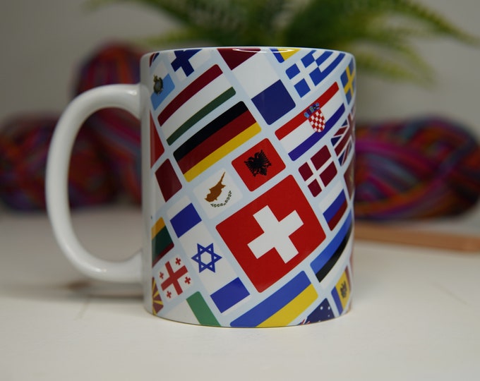 Eurovision Song Contest Party Mug  - European Flag Cup Music - 11oz song contest cup - Unofficial  - Music Gift - Festival Merch