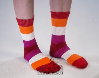 Lesbian Pride Socks | Unisex LGBTQ+ Apparel | Premium Cotton Rich ~ Pride Flag Gifts  Bisexual Flag Rainbow Socks
