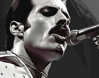 Freddie Mercury Art Famous Faces Music Movie Celebrity Wall Art Print - A4 A3 A2 - Festival Merch