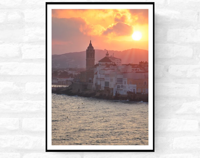 Sunset in Sitges Spain Photograph - Living room office home decor Print  - A4 A3 A2  - Festival Merch