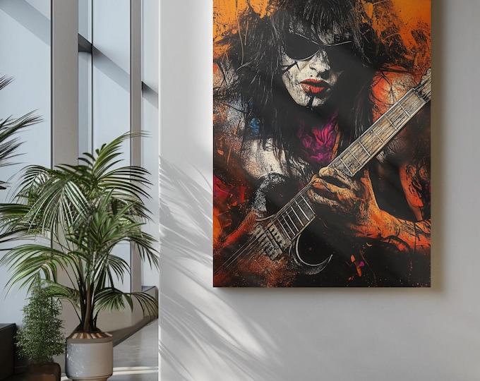 Premium Quality Art Print - Music Print Rock n Roll Skull Guitar Punk Alternative Prog Skeleton Music Festival - A4 A3 A2 - Festival Merch